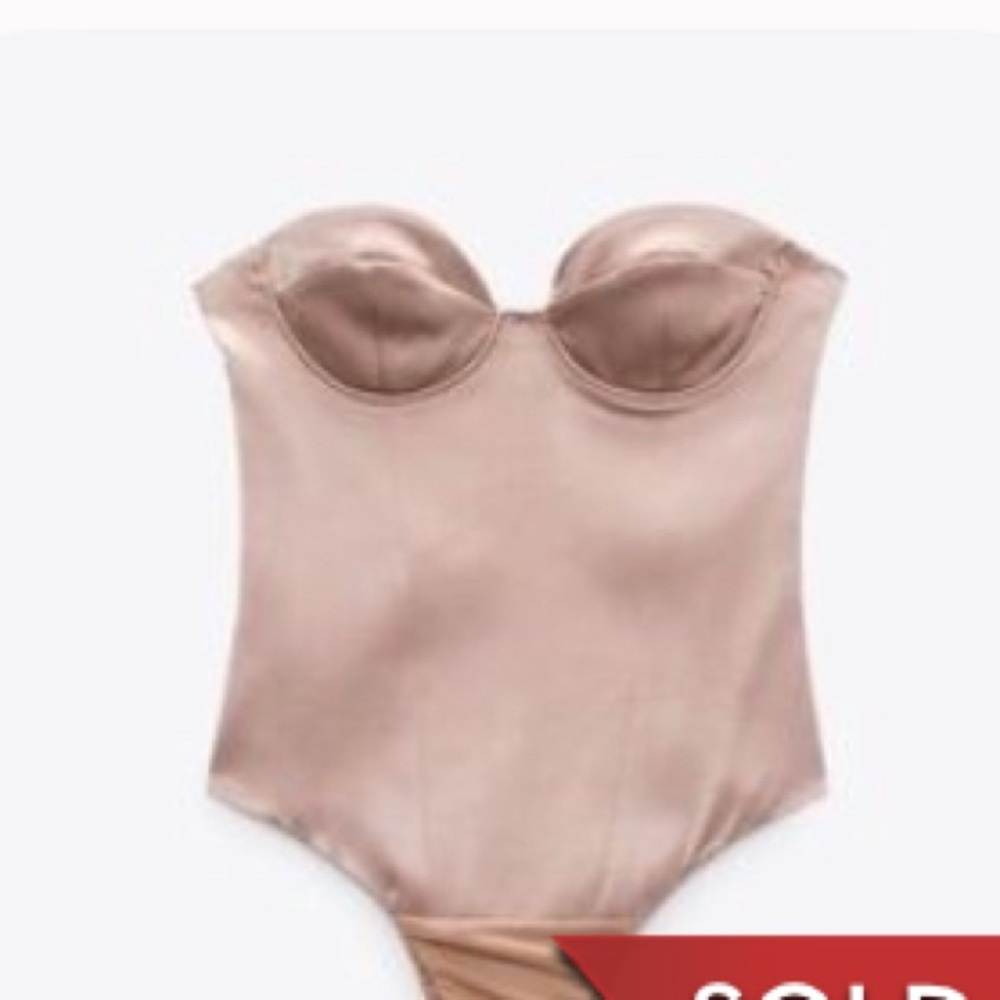547. ZARA Satin Strapless Pink Bustier Bodysuit NWT Small